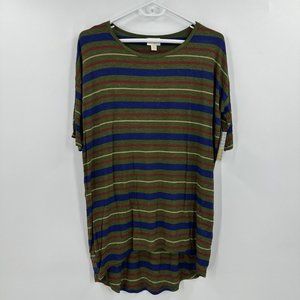 LuLaRoe | Sz XXS XS Green Red Blue Striped Casual Irma Tunic Top